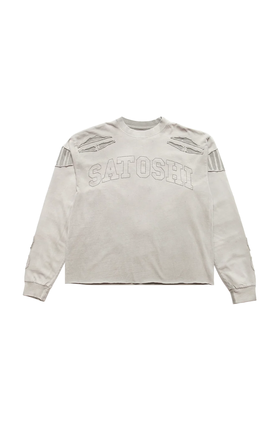 Satoshi_Nakamoto_Patchwork_Collegiant_Longsleeve_Gray.webp Satoshi Nakamoto Patchwork Collegiant Longsleeve Shirt Gray