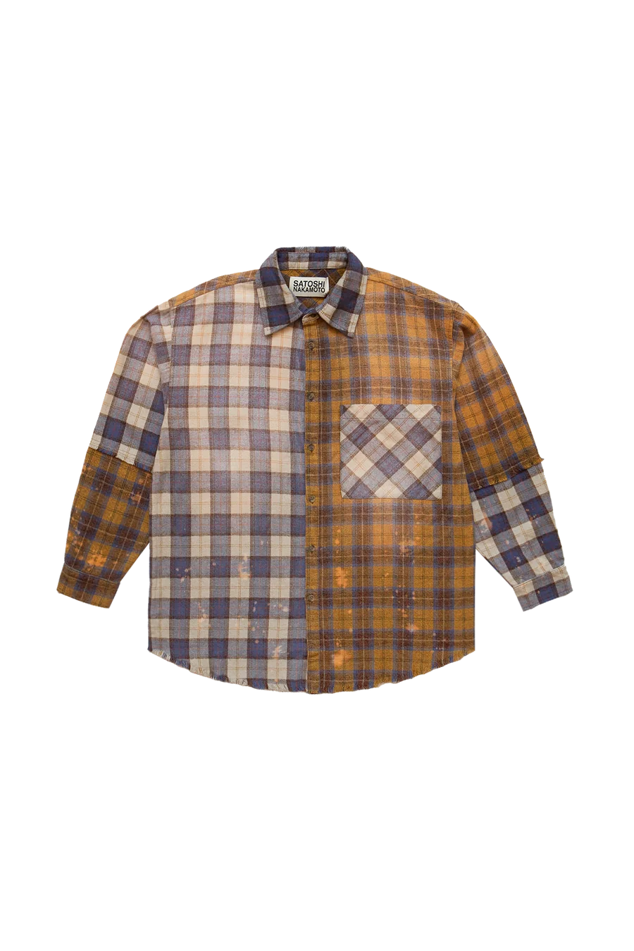 Satoshi_Nakamoto_Patchwork_Logo_Flannel_Brown.webp Satoshi Nakamoto Patchwork Logo Flannel Shirt Brown
