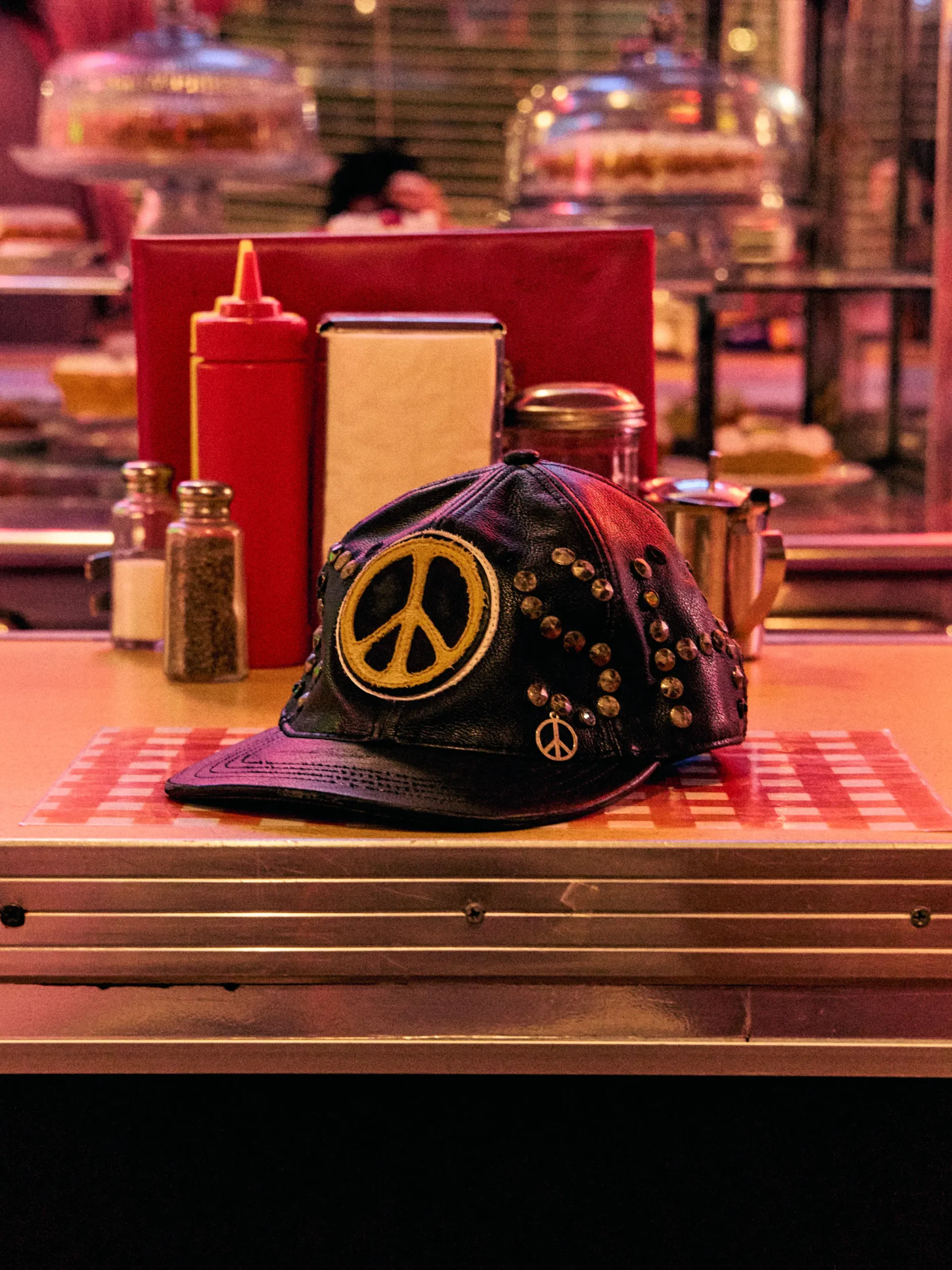 SATOSHI197 SATOSHI NAKAMOTO STUDDED WRAP AROUND LEATHER CAP